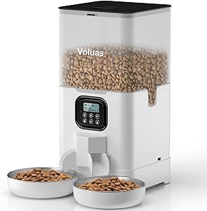 Voluas Automatic Cat Feeders for Two Cats, Double Pet Feeder with 2 Stainless Steel Bowls,6L Time... | Amazon (US)