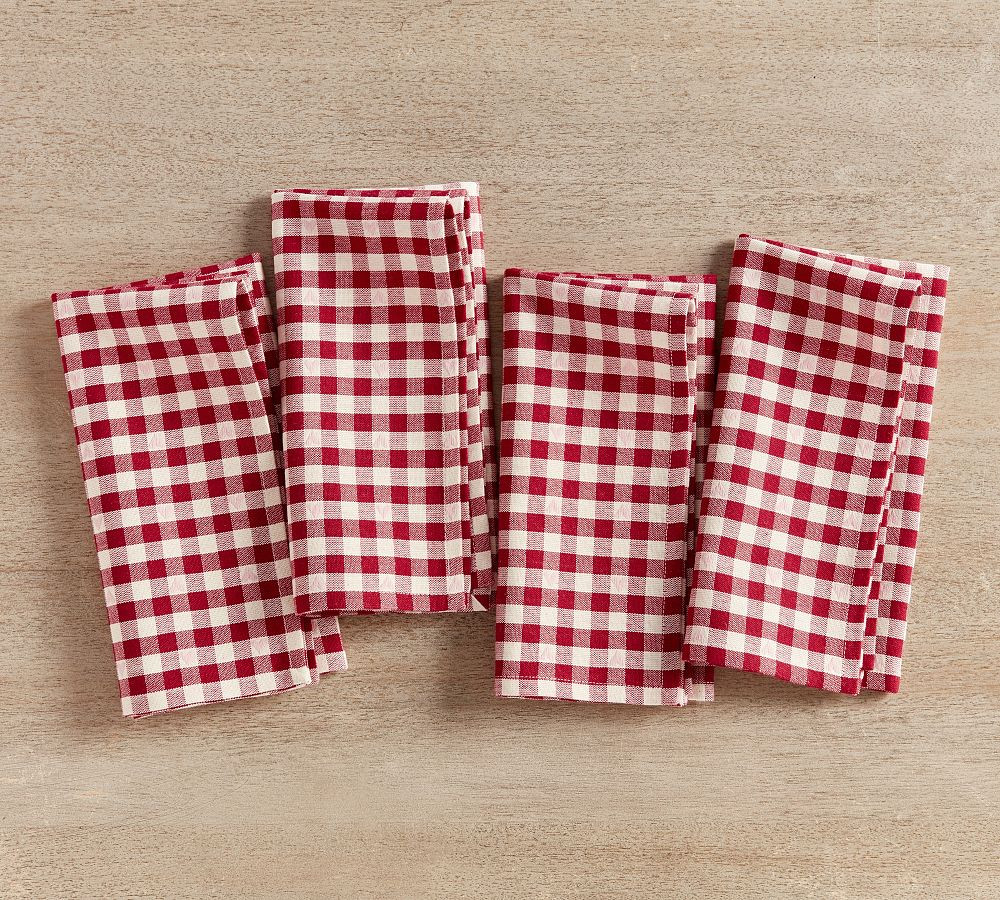 Heart Gingham Organic Cotton Napkins - Set of 4 | Pottery Barn (US)