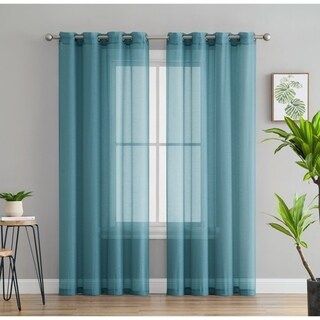 2 Piece Semi Sheer Voile Window Curtain Drapes Grommet Top Panels for Bedroom, Living Room & Kids Ro | Bed Bath & Beyond