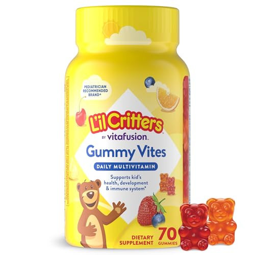 L’il Critters Gummy Vites Daily Gummy Multivitamin for Kids, Vitamin C, D3 for Immune Support Cherry, Strawberry, Orange, Pineapple and Blueberry Flavors, 70 Count Gummies | Amazon (US)