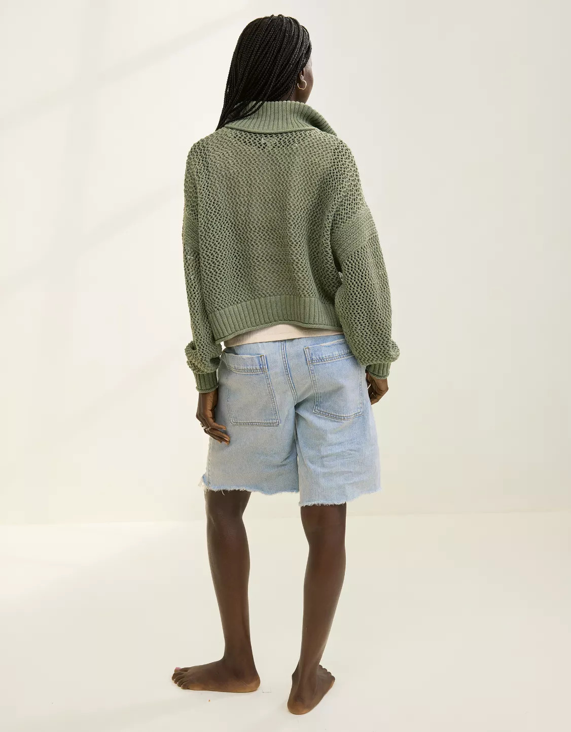 Aerie Crochet Quarter Zip Sweater | American Eagle Outfitters (US & CA)