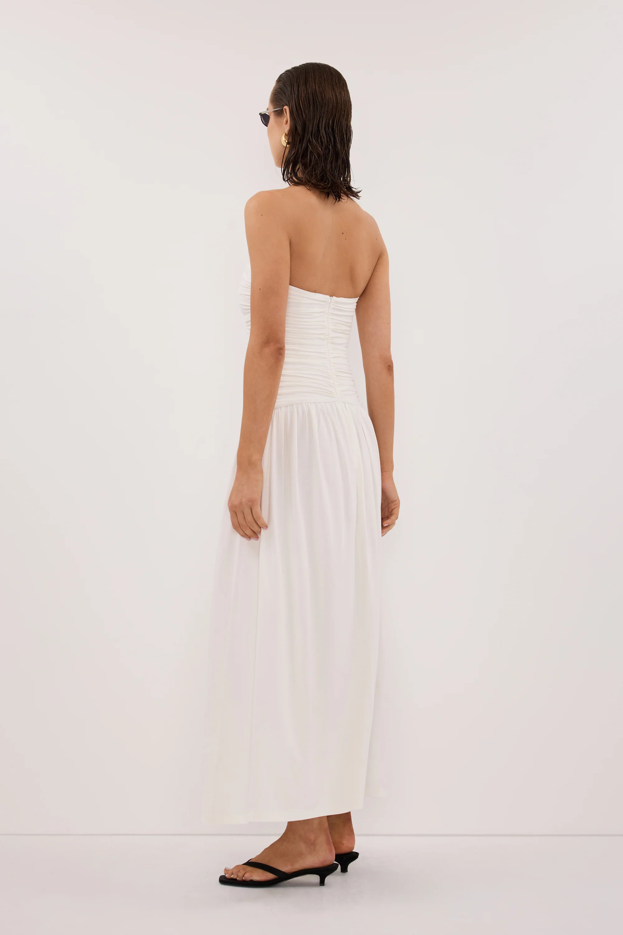 SHARI OFF WHITE BANDEAU MIDI DRESS | DISSH