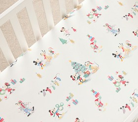 Disney Mickey Mouse Christmas Organic Crib Fitted Sheet | Pottery Barn Kids
