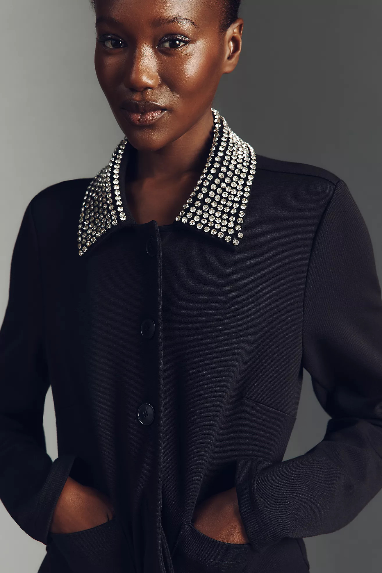 Maeve Embellished Collar Crop Knit Jacket | Anthropologie (US)