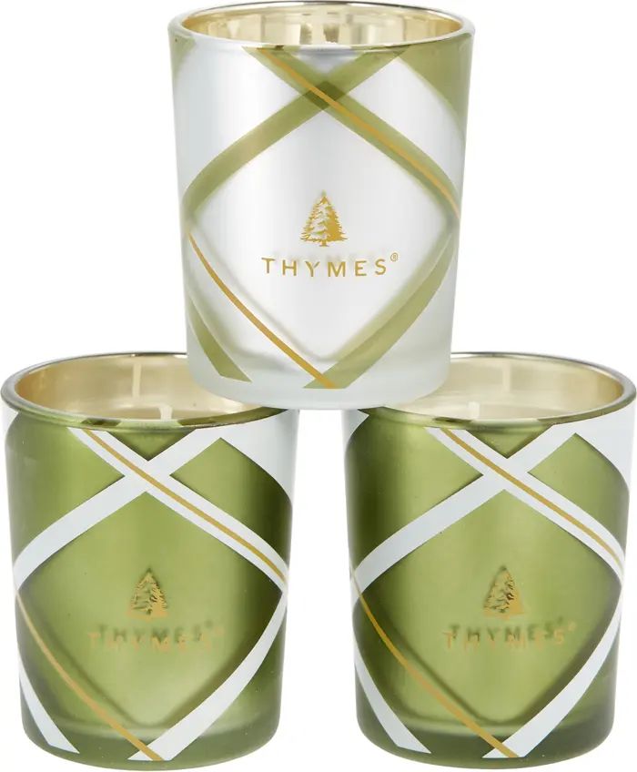 Thymes Frasier Fir Frosted Plaid Votive Trio | Nordstrom | Nordstrom