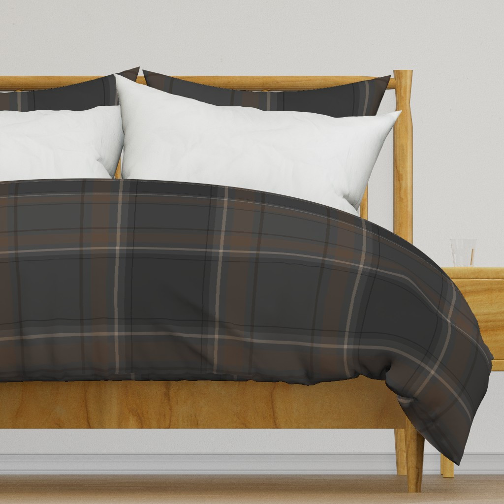 Dark Grey and Dark Brown Plaid Duvet Cover | Spoonflower | Spoonflower