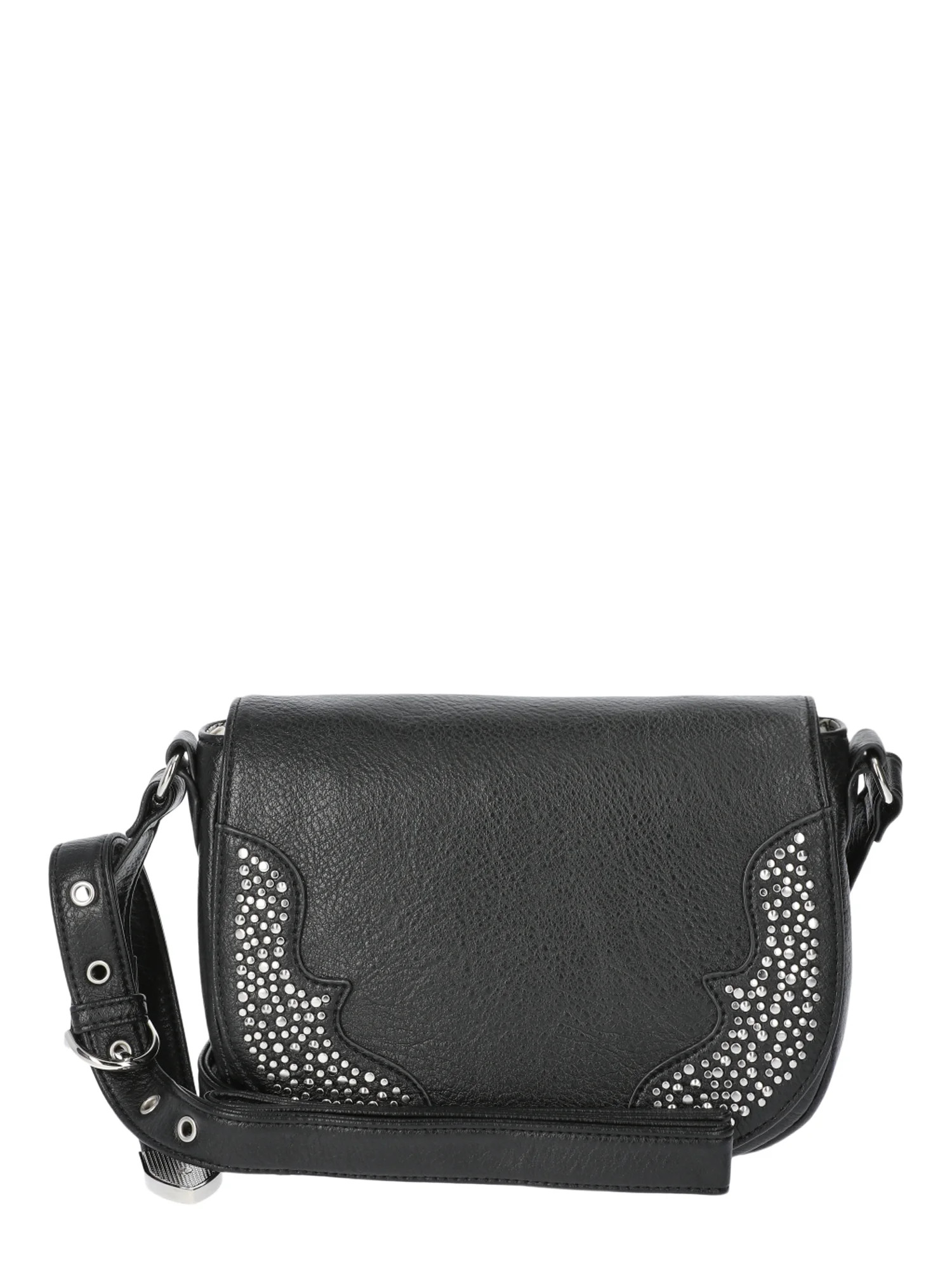 Jessica Simpson Women's Jessie Faux Leather Crossbody Saddle Bag, Meteorite | Walmart (US)