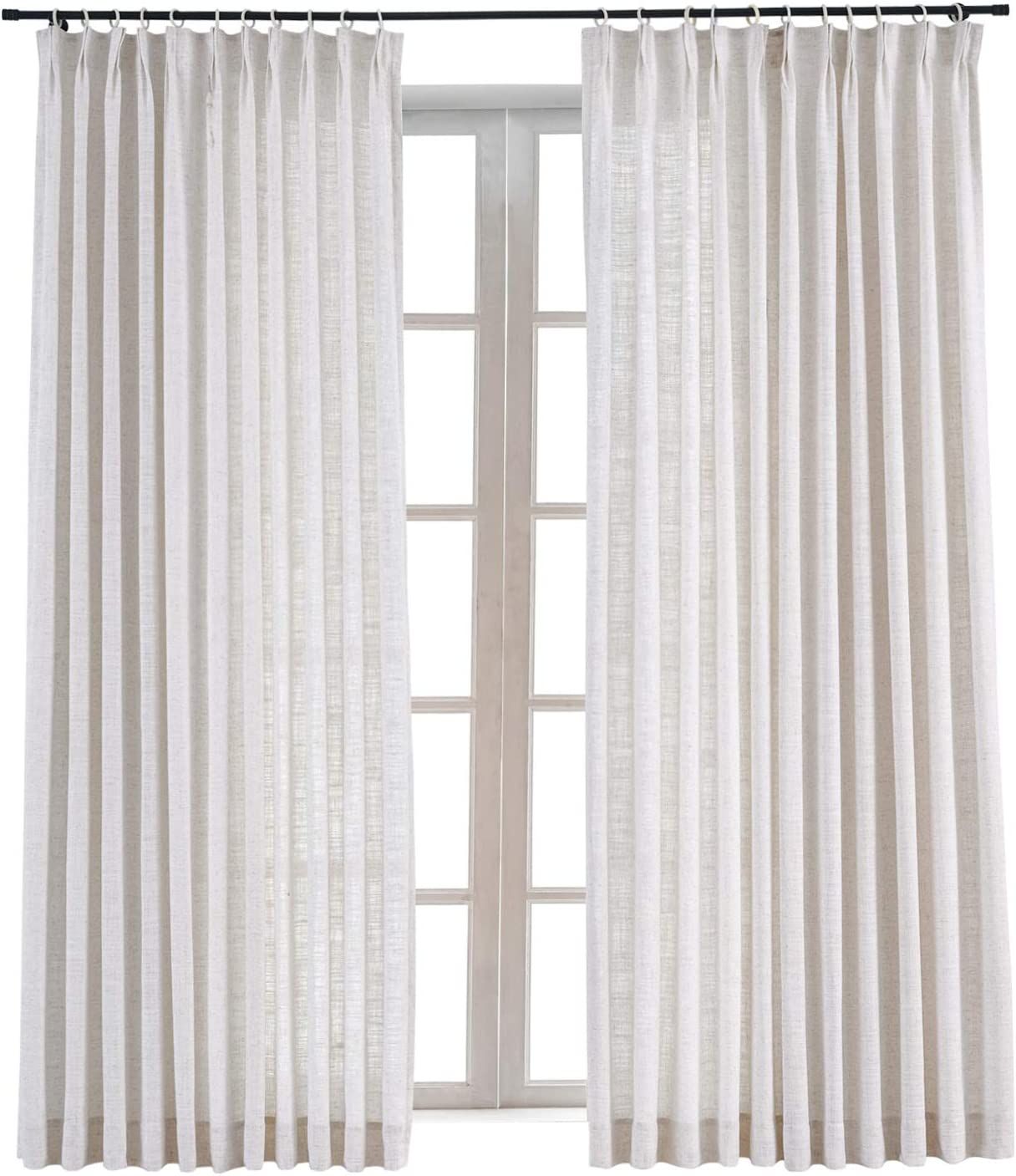 Amazon.com: ChadMade Polyester Linen Pinch Pleated Drape Room Darkening Curtain Sliding Glass Doo... | Amazon (US)