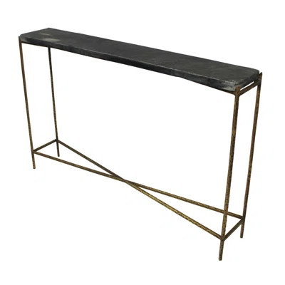 48" Black and Gold Stone Frame Console Table | Wayfair North America