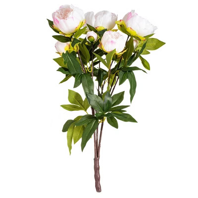 Vickerman 23" Artificial Cream and Pink Peony Bush. | Target
