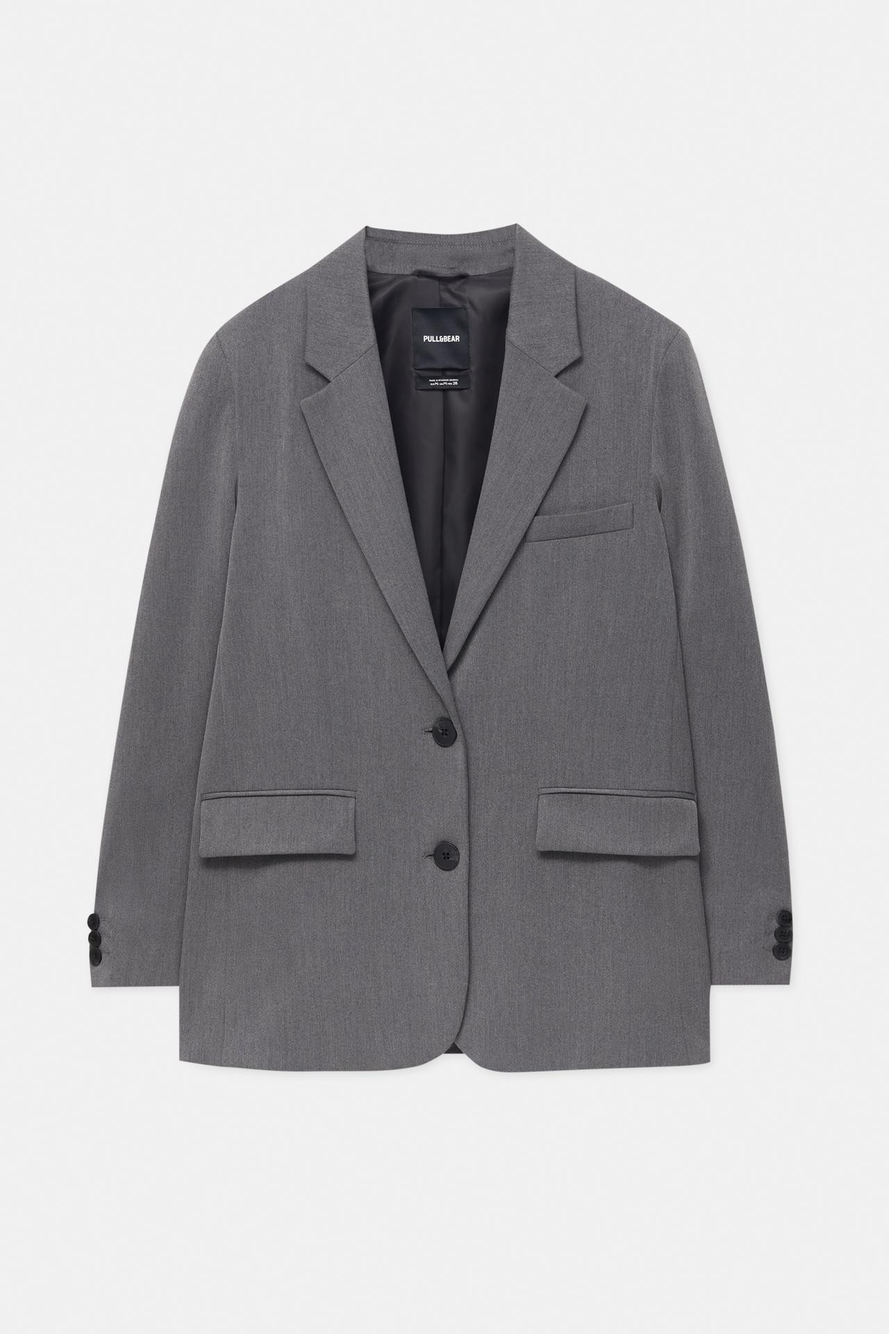Basic double-breasted buttoned blazer | PULL and BEAR UK