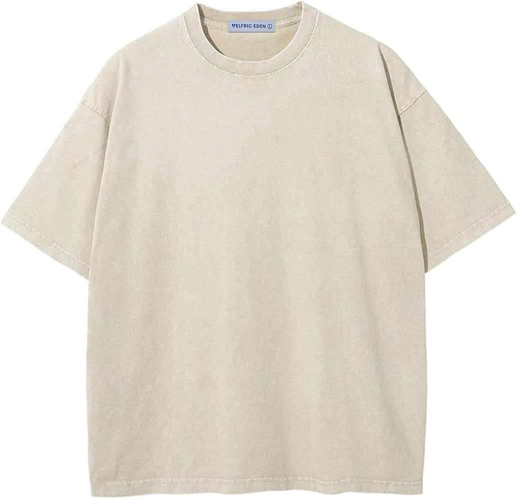 Aelfric Eden Mens Cotton T-Shirts Oversized Unisex Short Sleeves Wash Baggy Casual Tees Workout S... | Amazon (US)
