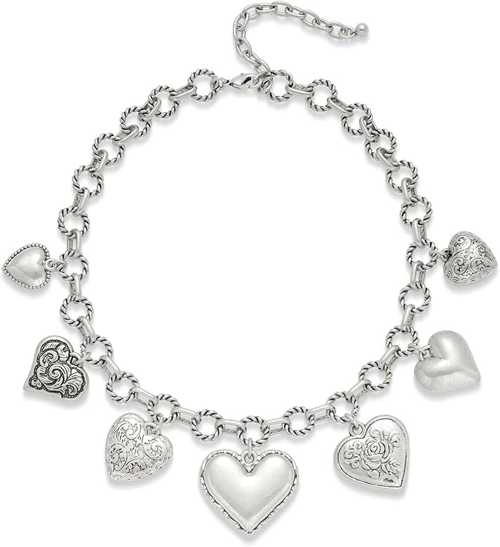 Vintage Heart Necklace Dainty 14k Gold Plated Charm Necklace for Women Hypoallergenic Heart Penda... | Amazon (US)