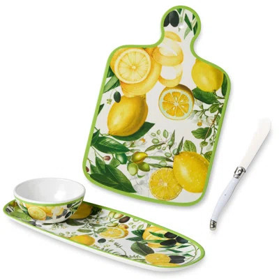 Limone Cheese Plate & Oval Tray Set – Vibrant Lemon & Olive Melamine Serveware with Dip Bowl & Cheese Knife for Charcuterie, Tapas, Appetizers & Dips | Wayfair North America