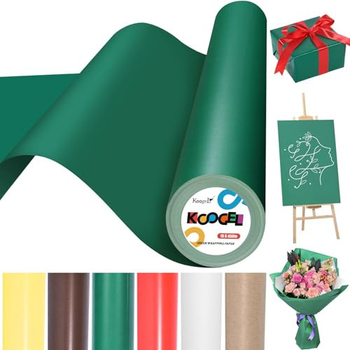Koogel Green Wrapping Paper Roll, 15" x 450" (38') Gift Wrapping Paper for Packing Gift Wrap Parcel Wall Art Crafts Floor Covering | Amazon (US)