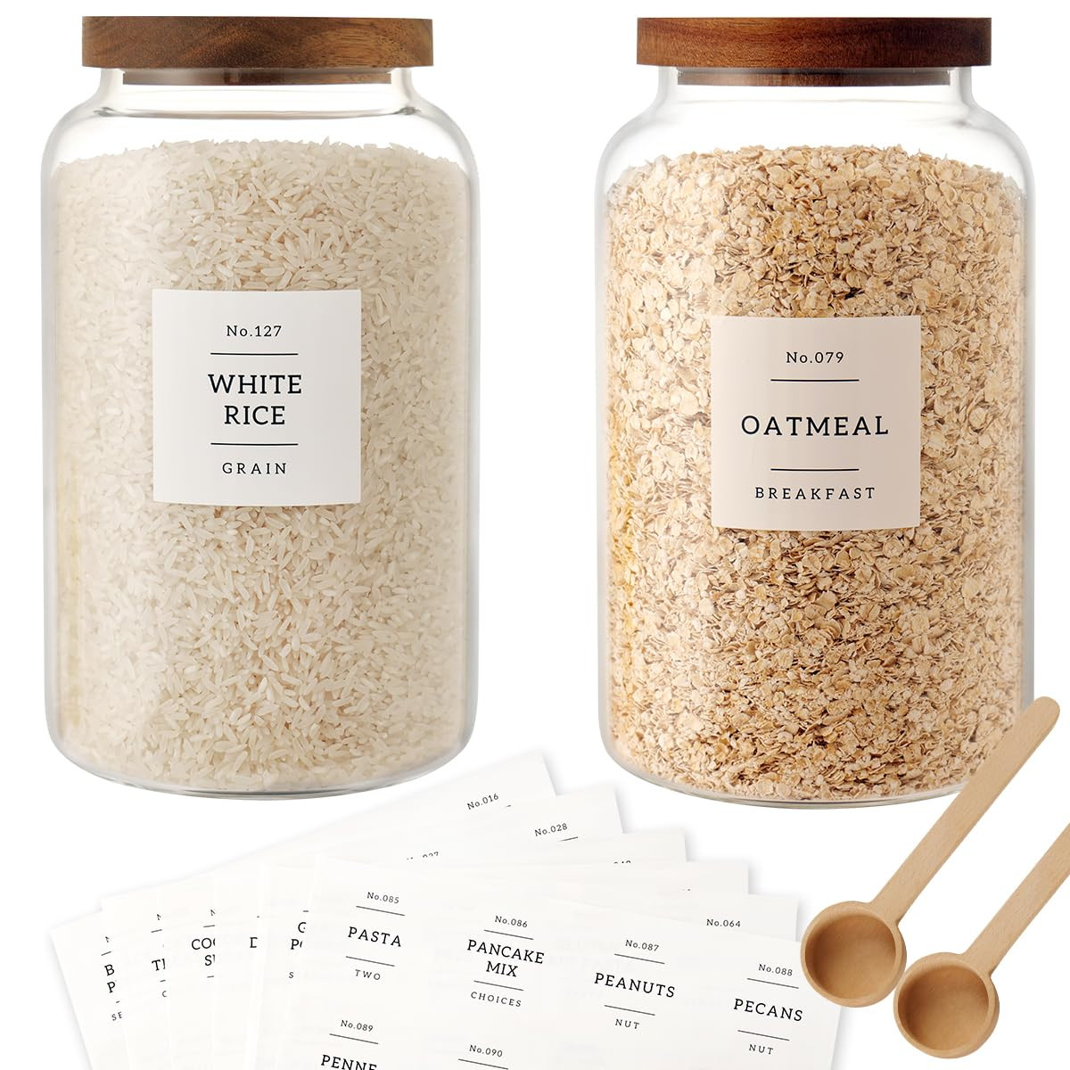 2 PCS Large Glass Jar with Airtight Lid, Glass Food Storage Jars for Tea,Spice,Cereal, Egg,Flour,... | Amazon (US)