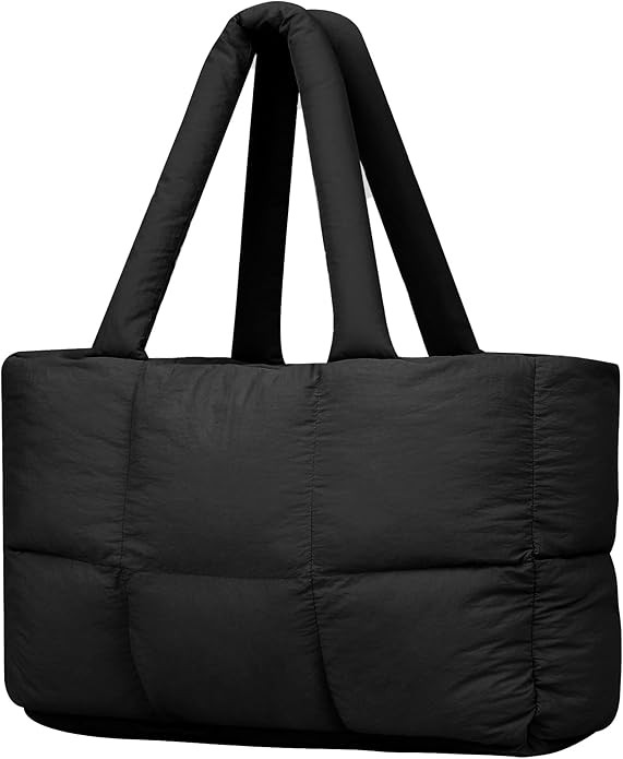 Quilted Puffer Tote Bag for Women Soft Puffy Handbags Purse Soft Lightweight Shoulder Bag | Amazon (US)