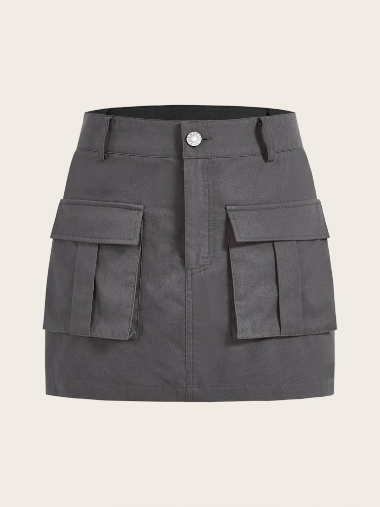 SHEIN EZwear Gorpcore Cargo-rok met klepzak | SHEIN