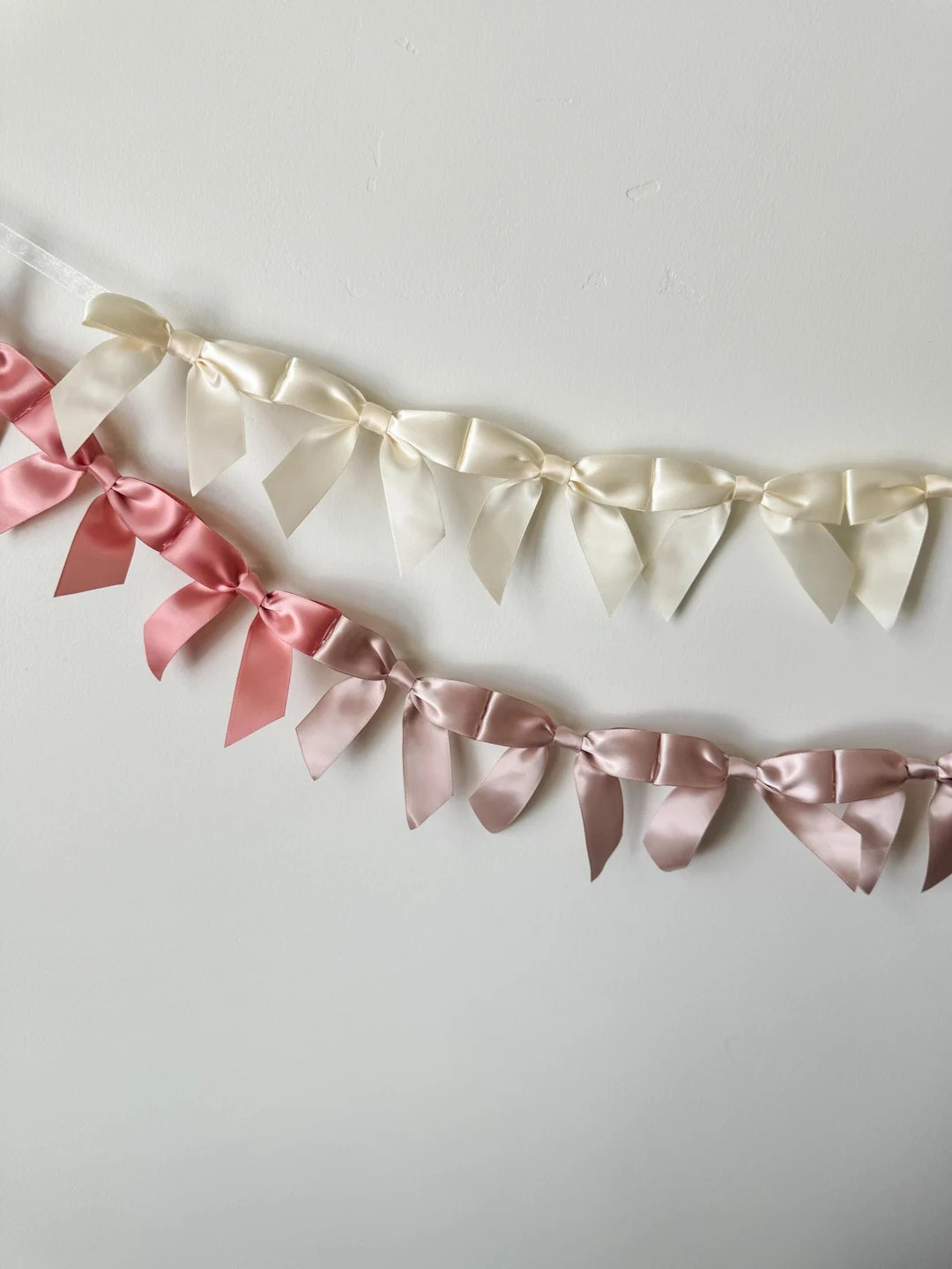 Dainty Bow Garland for Baptism Gift for Daughter Bow Decor for Nursery Baby Girl Bows Wall Hangin... | Etsy (US)