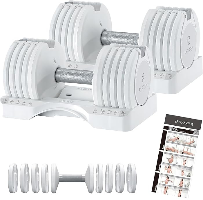 BYZOOM FITNESS Pure Series Adjustable Dumbbell - 12.5/25/27.5/75lb - ONE UNIT OR PAIR(check QTY b... | Amazon (US)