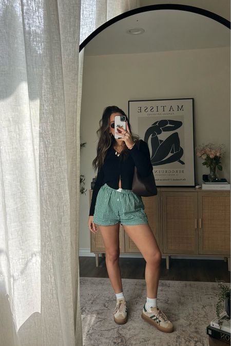 Outfit links
Plaid shorts adidas gazelle black cardigan

#LTKStyleTip