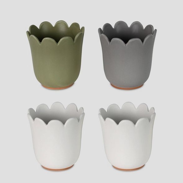 4pc Ceramic Scalloped Edge Planters - Bullseye's Playground™ | Target