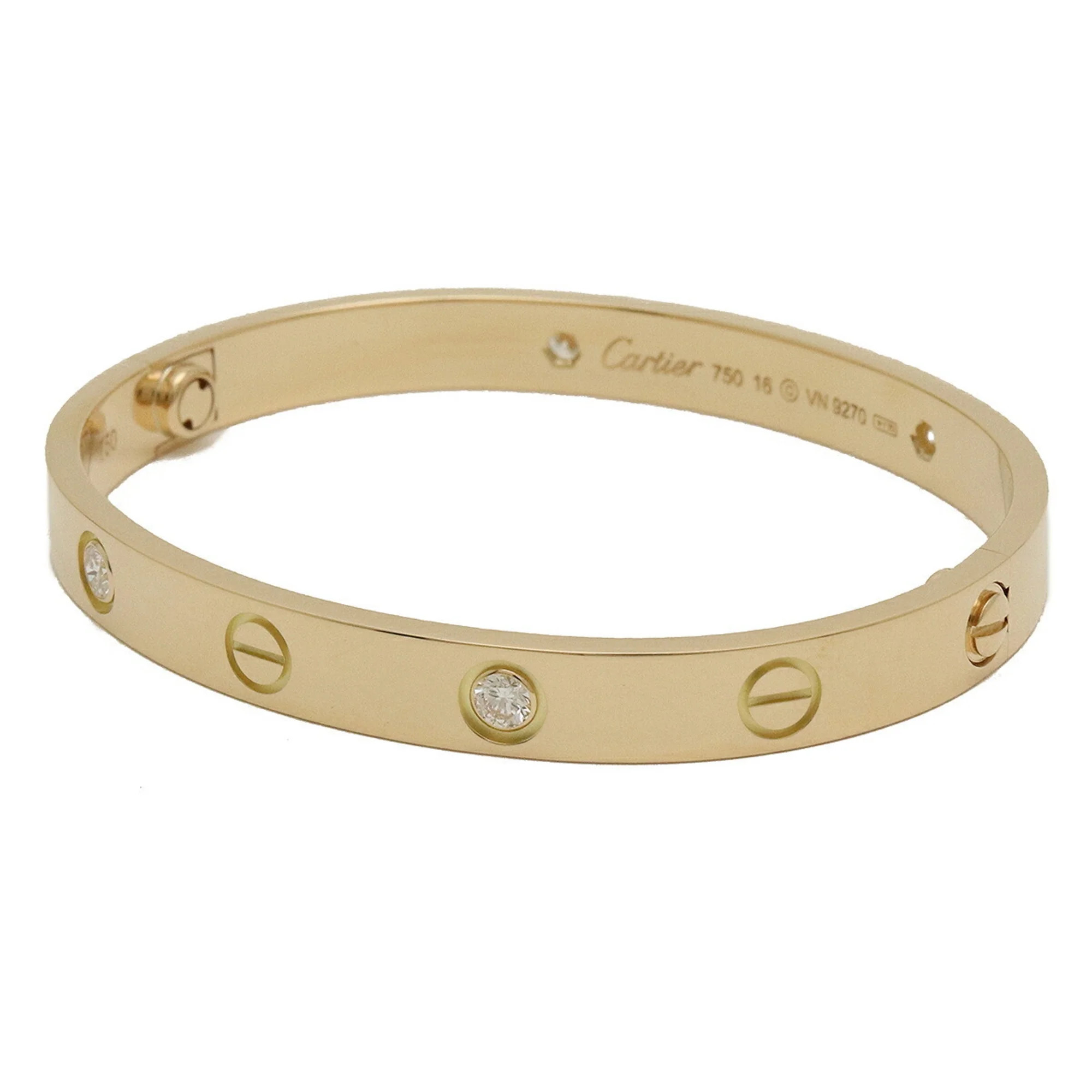 Pre-Owned Cartier LOVE Bracelet Bangle K18YG 750YG Yellow Gold 4PD Diamond #16 B6036019 (Like New... | Walmart (US)