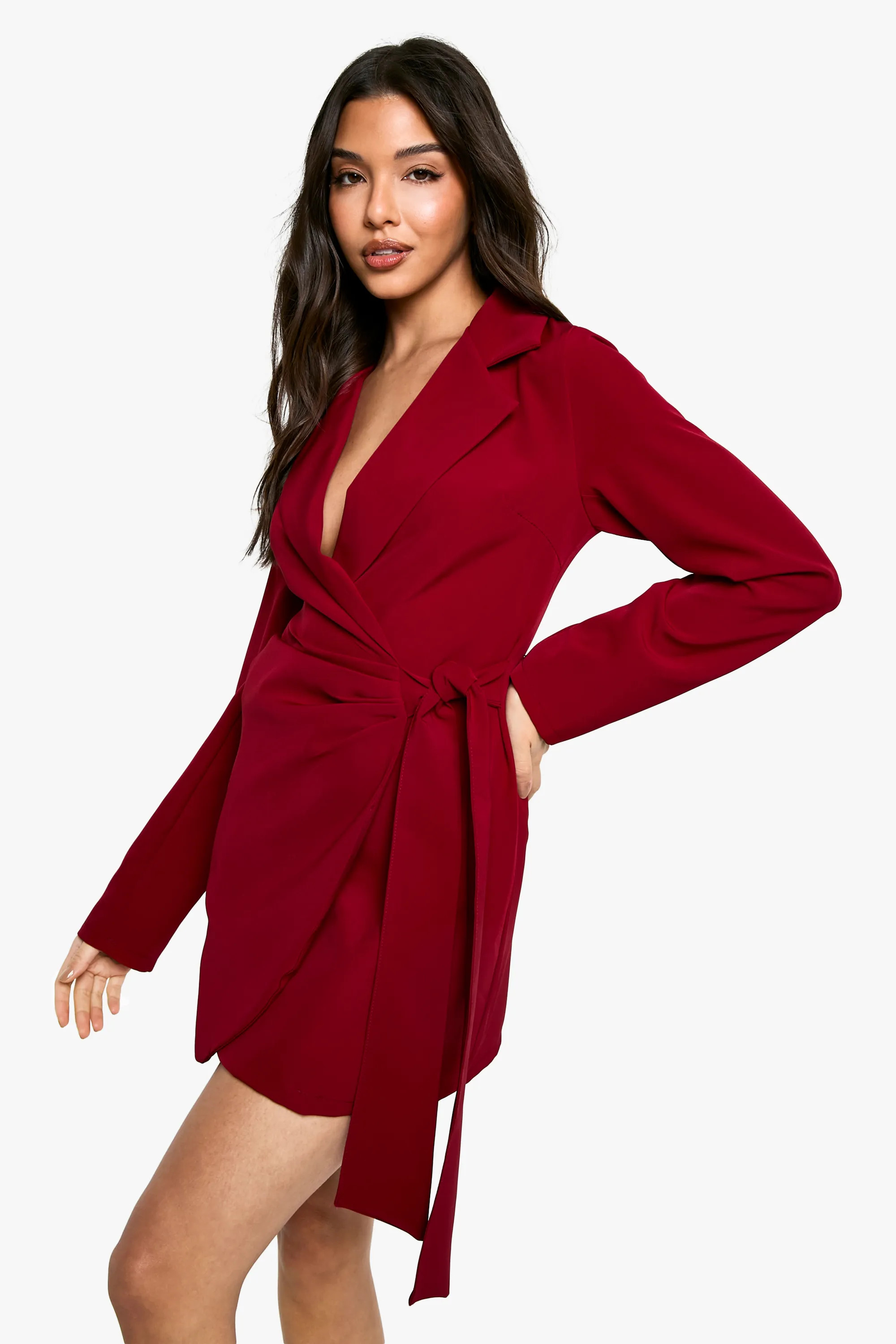Wrap Drape Front Tailored Blazer Dress | boohoo (US & Canada)