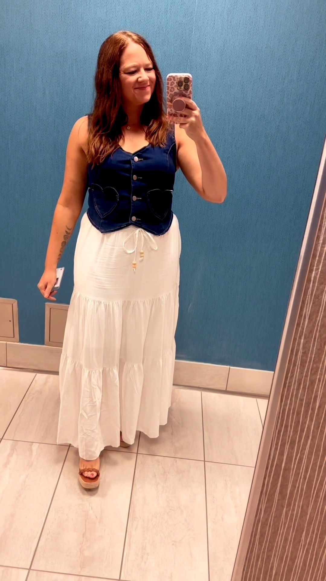 In office ootd
Workwear
Maxi skirt
Denim vest
Wearing medium in all

#LTKootd #LTKdayinmylife #LTKWorkwear