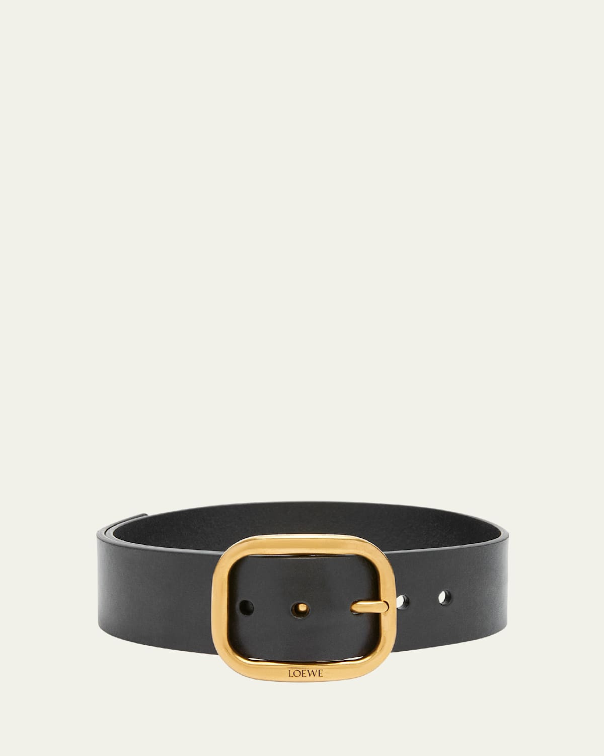 Curved Buckle Leather Belt | Bergdorf Goodman