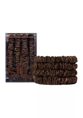 Slip Pure Silk Back to Basics Skinny Scrunchies, Dark Brown | Belk