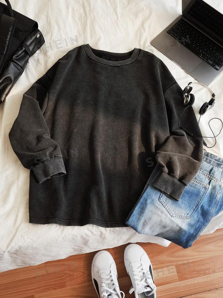 SHEIN EZwear Plus Drop Shoulder Sweatshirt For Spring And Autumn | SHEIN