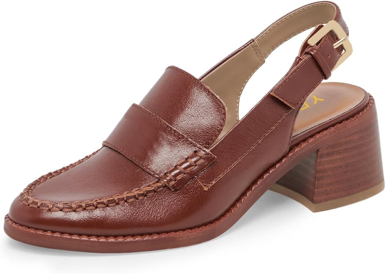 YDN Women's Chic Slingback Loafers Chunky Block Low Heels with Buckled Strap Dressy Casual Daily ... | Amazon (US)