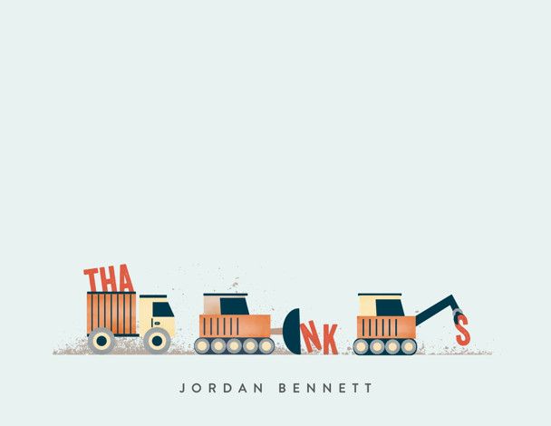 "Trucker Appreciation" - Customizable Children's Stationery in Orange or Blue by Erica Krystek. | Minted