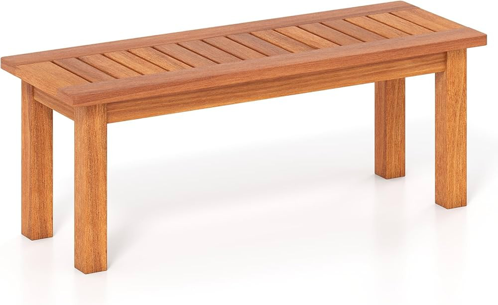 Tangkula Outdoor Backless Bench, Solid Wood Patio Bench w/Slatted Seat, 2-Person Rustic Wooden En... | Amazon (US)