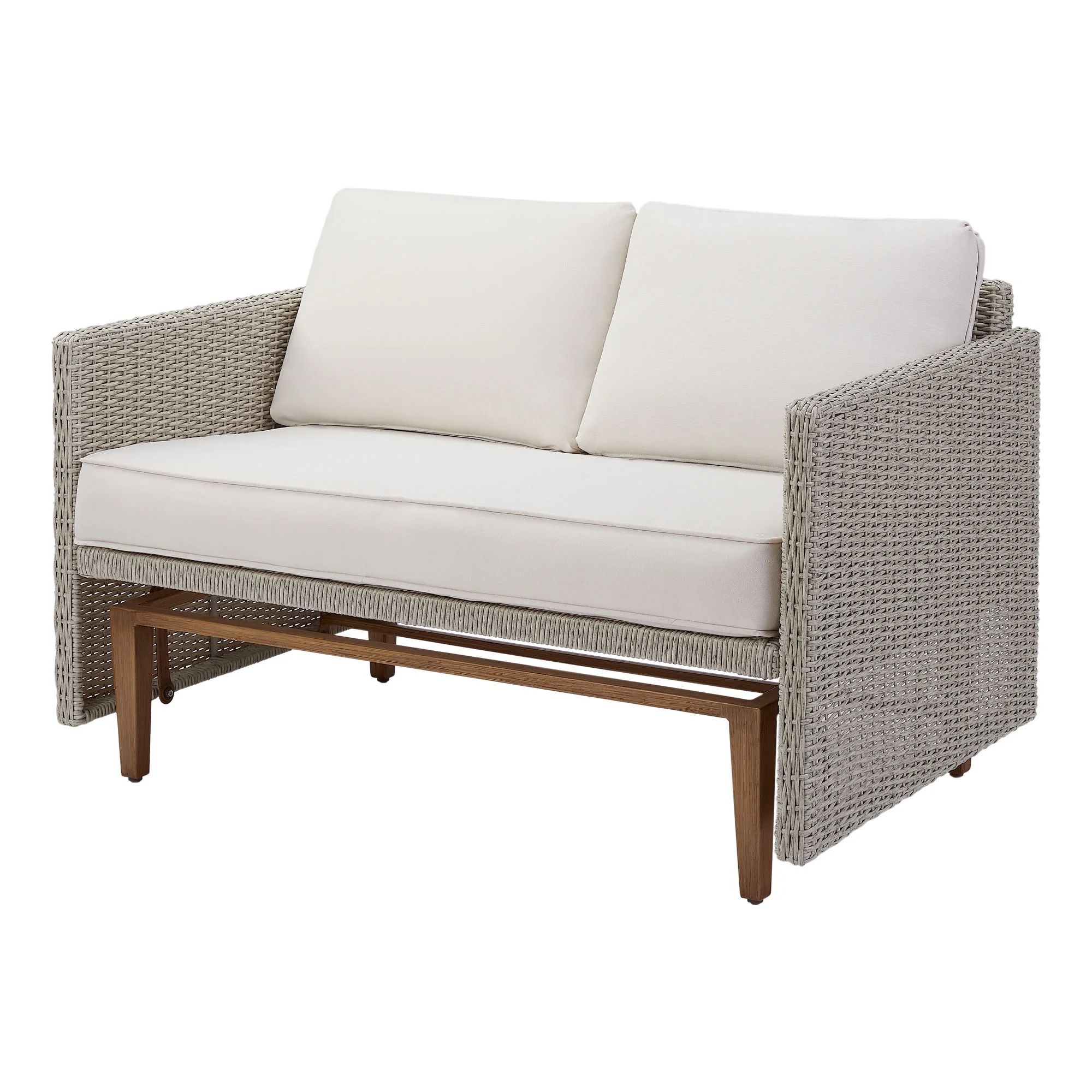 Better Homes & Gardens Davenport Outdoor Loveseat Glider Bench, White and Gray | Walmart (US)