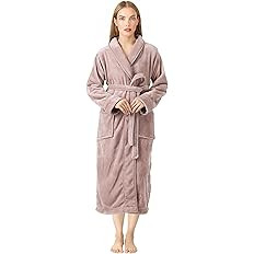 NY Threads Women's Fleece Shawl Collar Bathrobe Plush Long Spa Robe | Amazon (US)