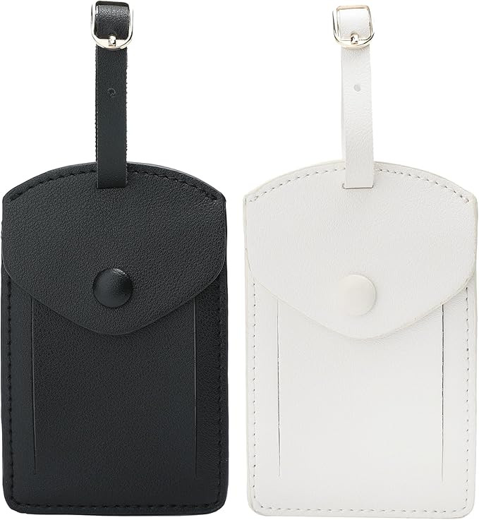 Kevancho Leather Luggage Tags for Men Women, Suitcase Labels Baggage Bag Tag ID Tags with Full Ba... | Amazon (US)