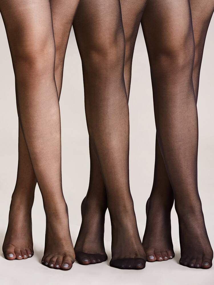 3pairs Solid Mesh Socks-Pantyhoses | SHEIN