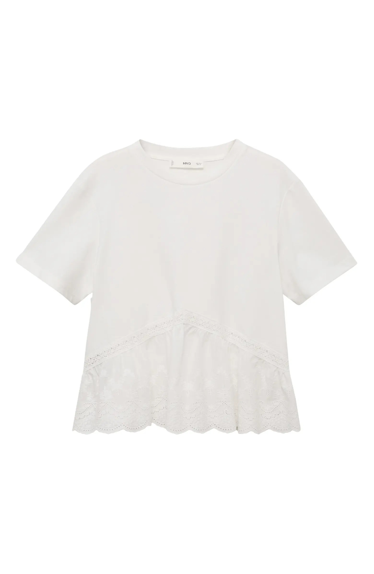 Embroidered Eyelet Hem Cotton T-Shirt | Nordstrom