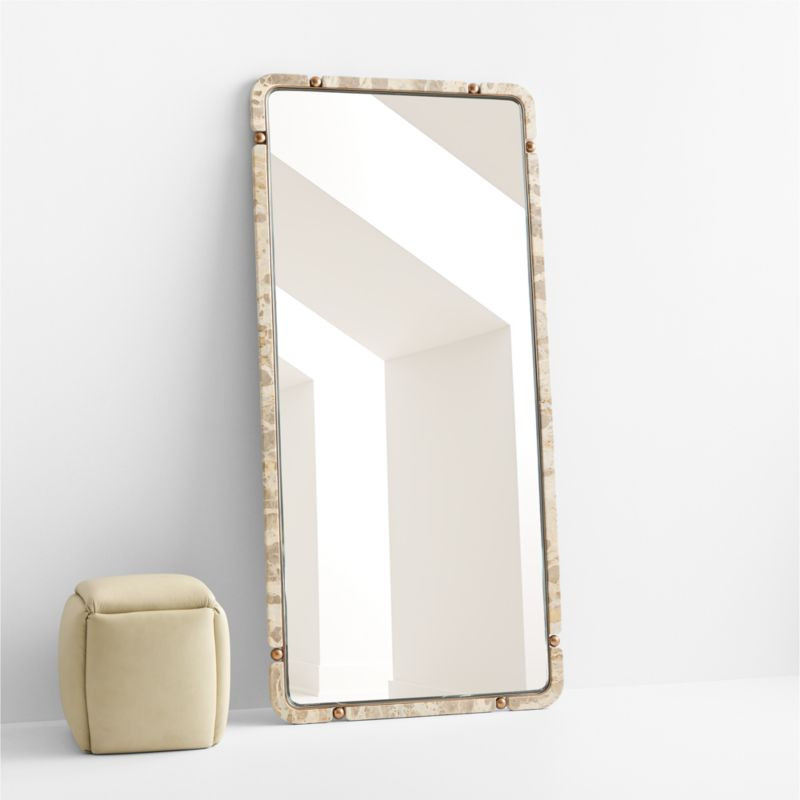 Selfie Marble and Brass Floor Mirror by Venus Williams | Crate & Barrel