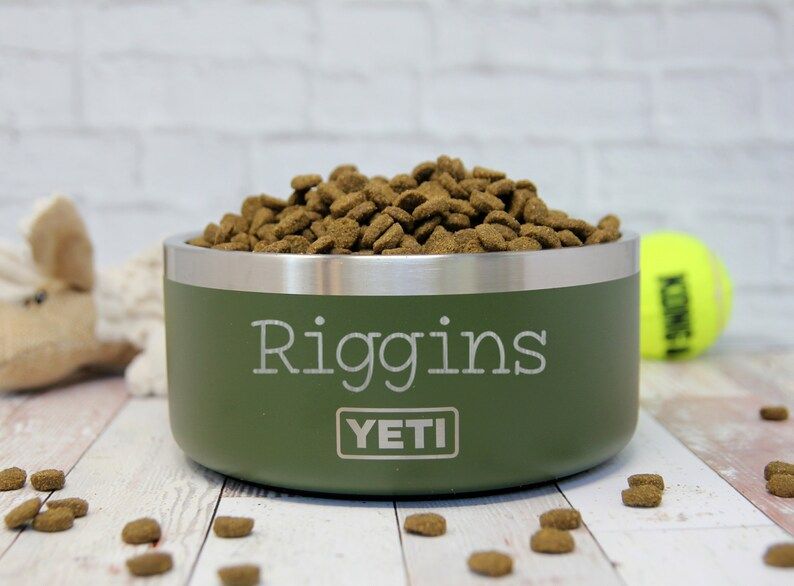 Yeti Dog Bowl Personalized | Highlands Olive Yeti Dog Bowl | Two Sizes | Etsy (US)