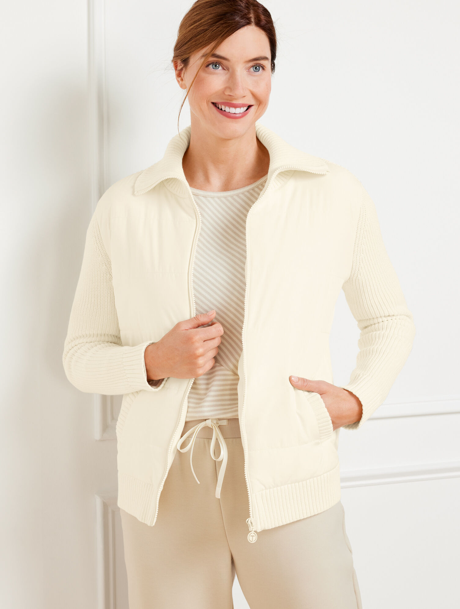 Quilted Full Zip Sweater Jacket | Talbots