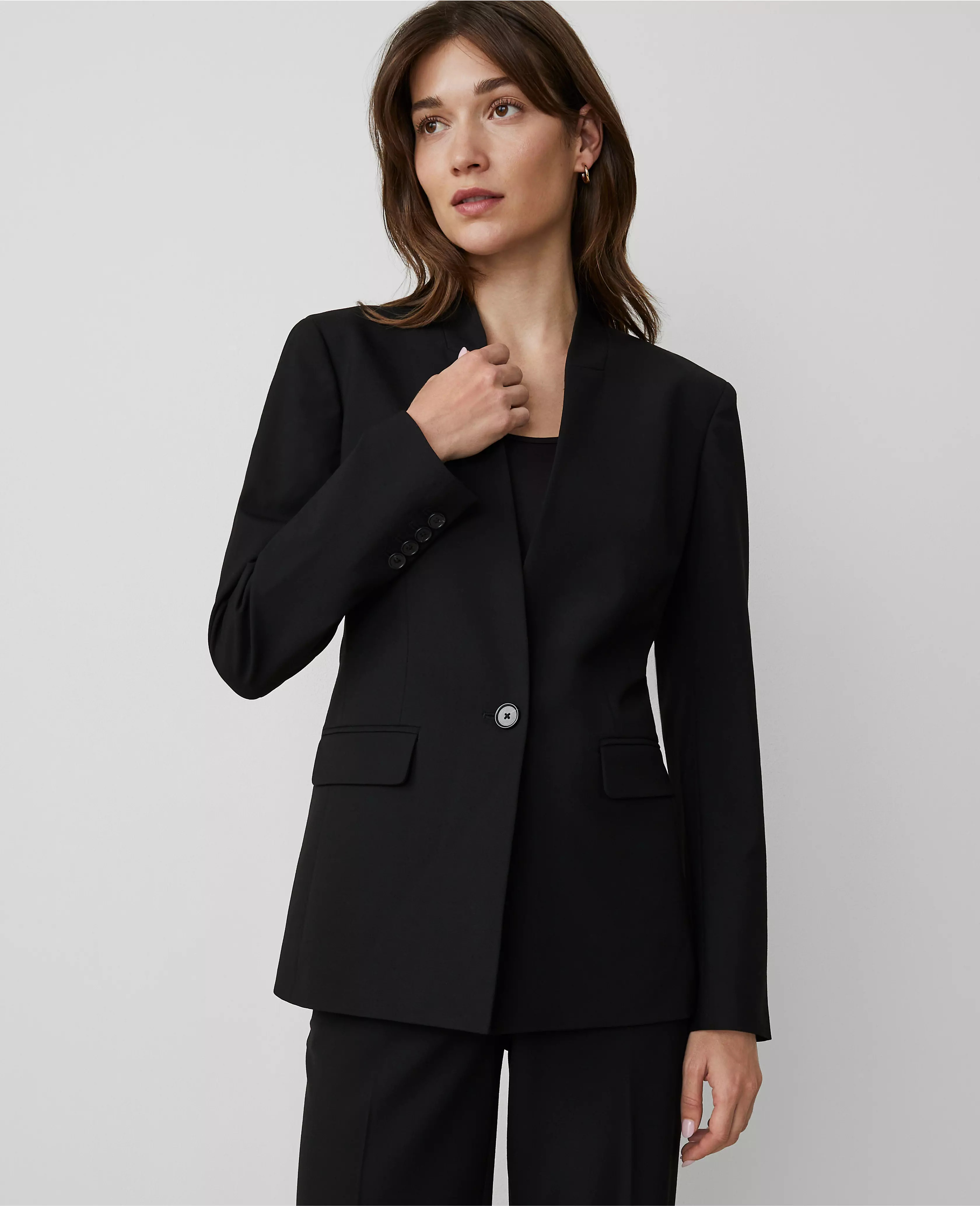 The Petite Collarless Blazer in Seasonless Stretch | Ann Taylor