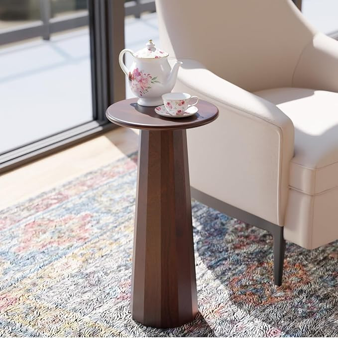 Relso Enteka Solid Mango Wood End Table – 24" Tall Accent Side Table with Walnut Finish | Handc... | Amazon (US)