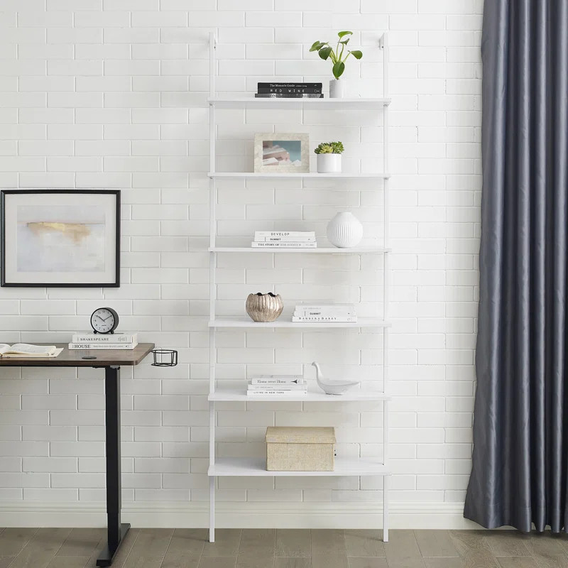 84.84'' H X 29.92'' W Mdf Metal Ladder Bookcase | Wayfair North America