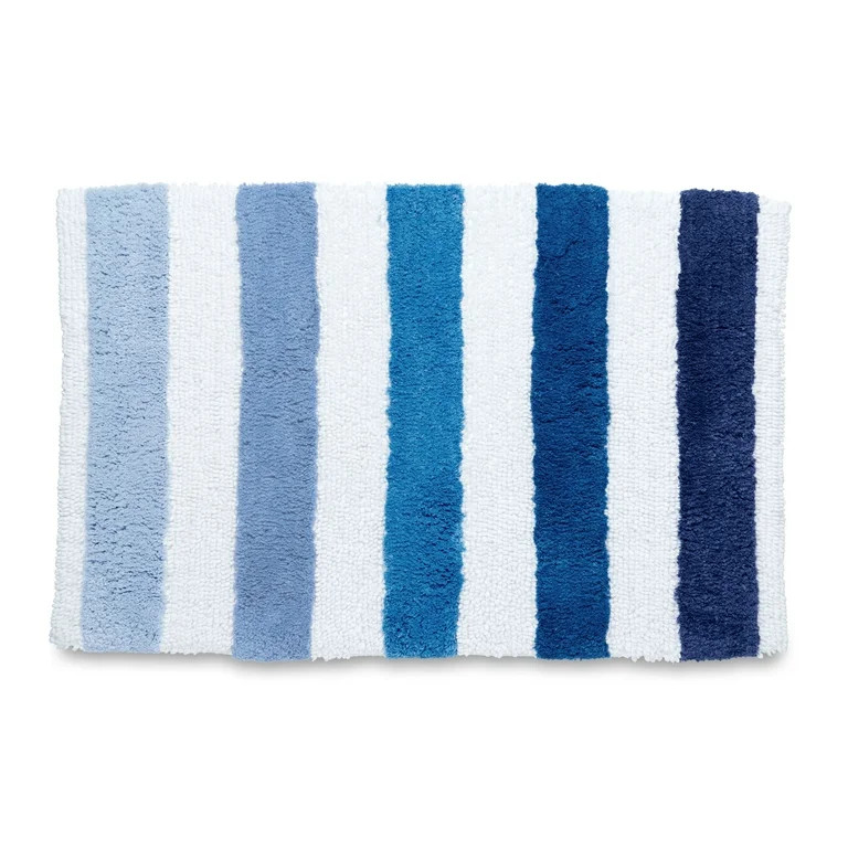 Gap Home Kids Ombre Stripe Organic Cotton Non-Slip Bath Rug, Blue, 20"x30" | Walmart (US)