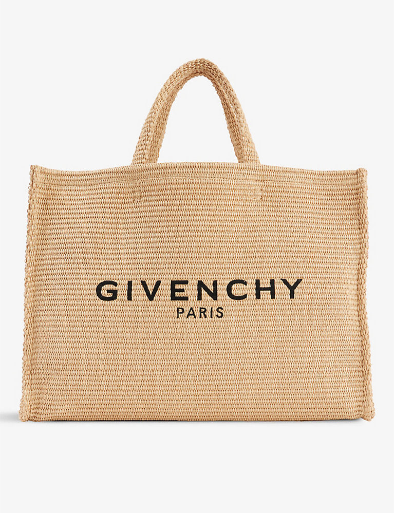 G-Tote large logo-embroidered raffia tote bag | Selfridges
