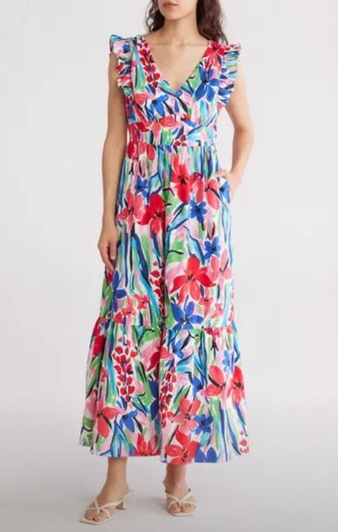 Date Night Outfit - ON SALE, regularly $128; comes in two other prints. This could also be cute for Fourth of July. 


#LTKSeasonal #LTKU #LTKOver40 #nordstromrack #salefinds #maxidress #floraldress #july4th #fourthofjuly 

#LTKStyleTip #LTKSaleAlert #LTKFindsUnder100