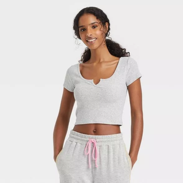 Colsie by Target Womens Pajama Set Short Sleeve Cropped Tee